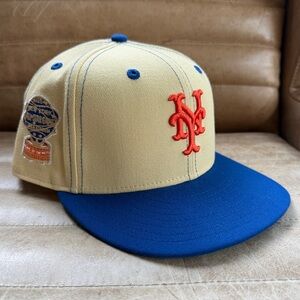 New Era Just Caps Drop 3 New York Mets 2022 Cream Blue, Green UV  7-3/8 Worn